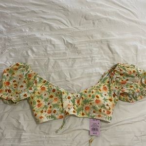 Womens puff sleeve bikini top wild fable size medium New with tags